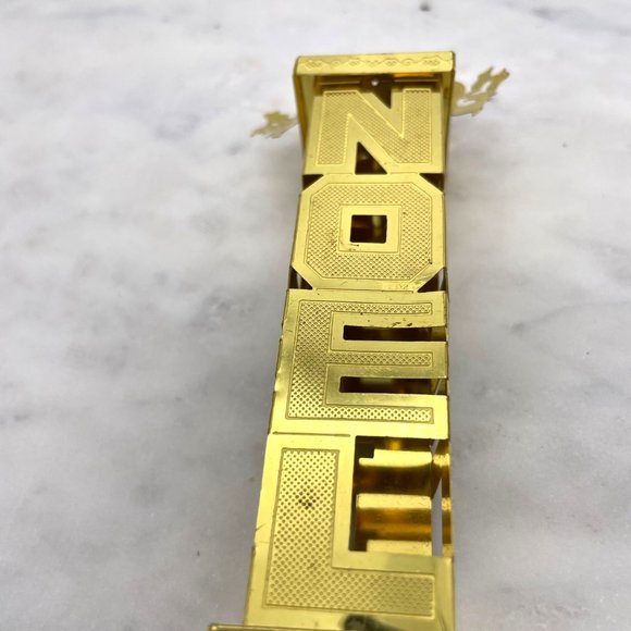 1980s Kitsch Ornament "Noel" Gold Tone Metal 3-Dimensional Christmas - Picture 2 of 12